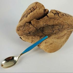 Vtg Theodore Olsens 925-S Sterling Silver Guilloche Enamel Demi Spoon Norway